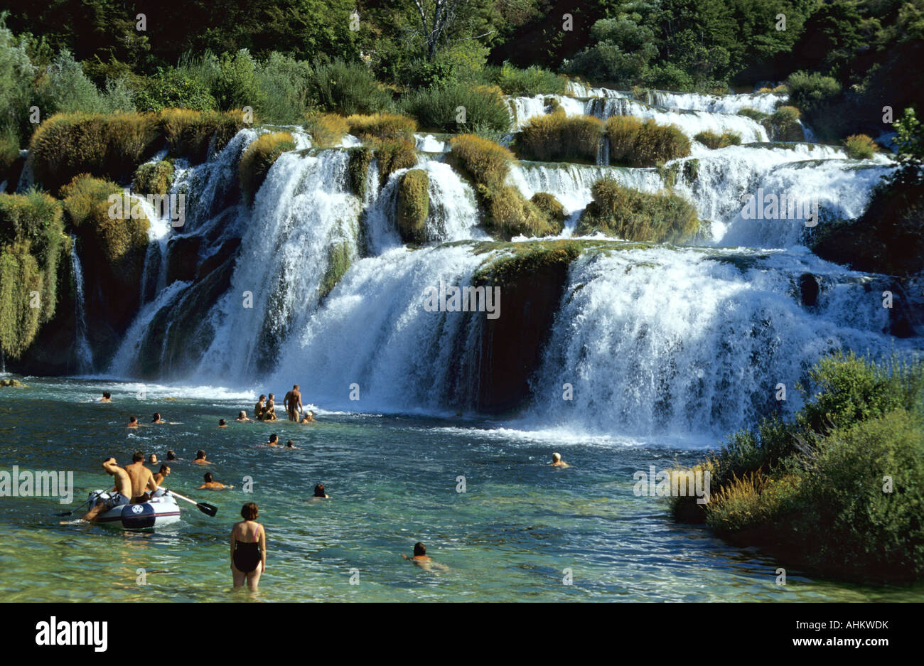 HRV Kroatien Krka Krka Wasserfaelle Einheimische Croatia Krka Falls Natives Waterfalls Stock Photo