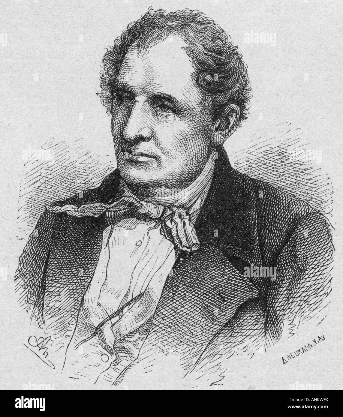 Cooper, James Fenimore, 15.9.1789  - 14.9.1851 american author, wood engraving Adolf Neumann (1825 - 1884), 19th century, literature, deerslayer, historic, portrait, , Stock Photo