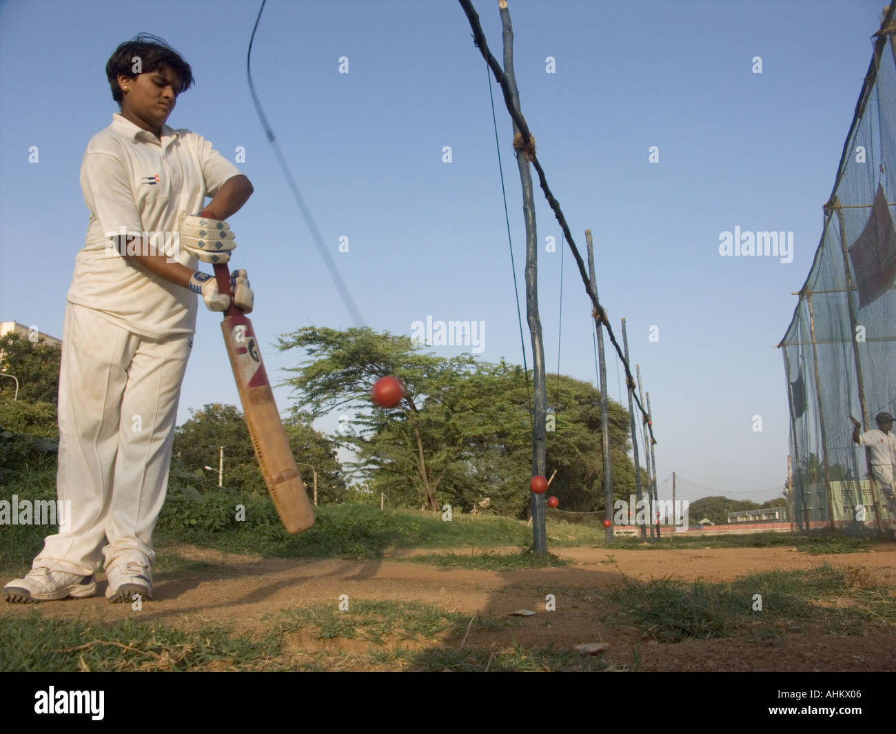 Indian youth practice cricket Stock Photo Alamy