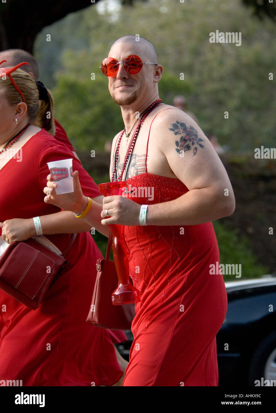 red dress run san diego Red Dress Run Downtown San Diego California Stock Photo