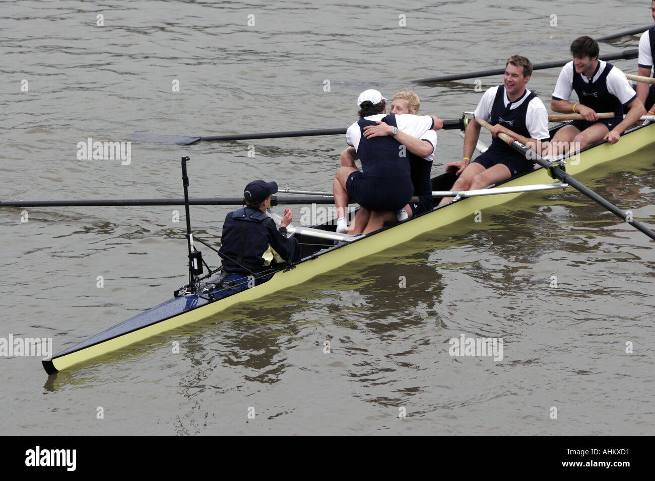 The Oxford boat race crew celebrate their win in the 2005 event