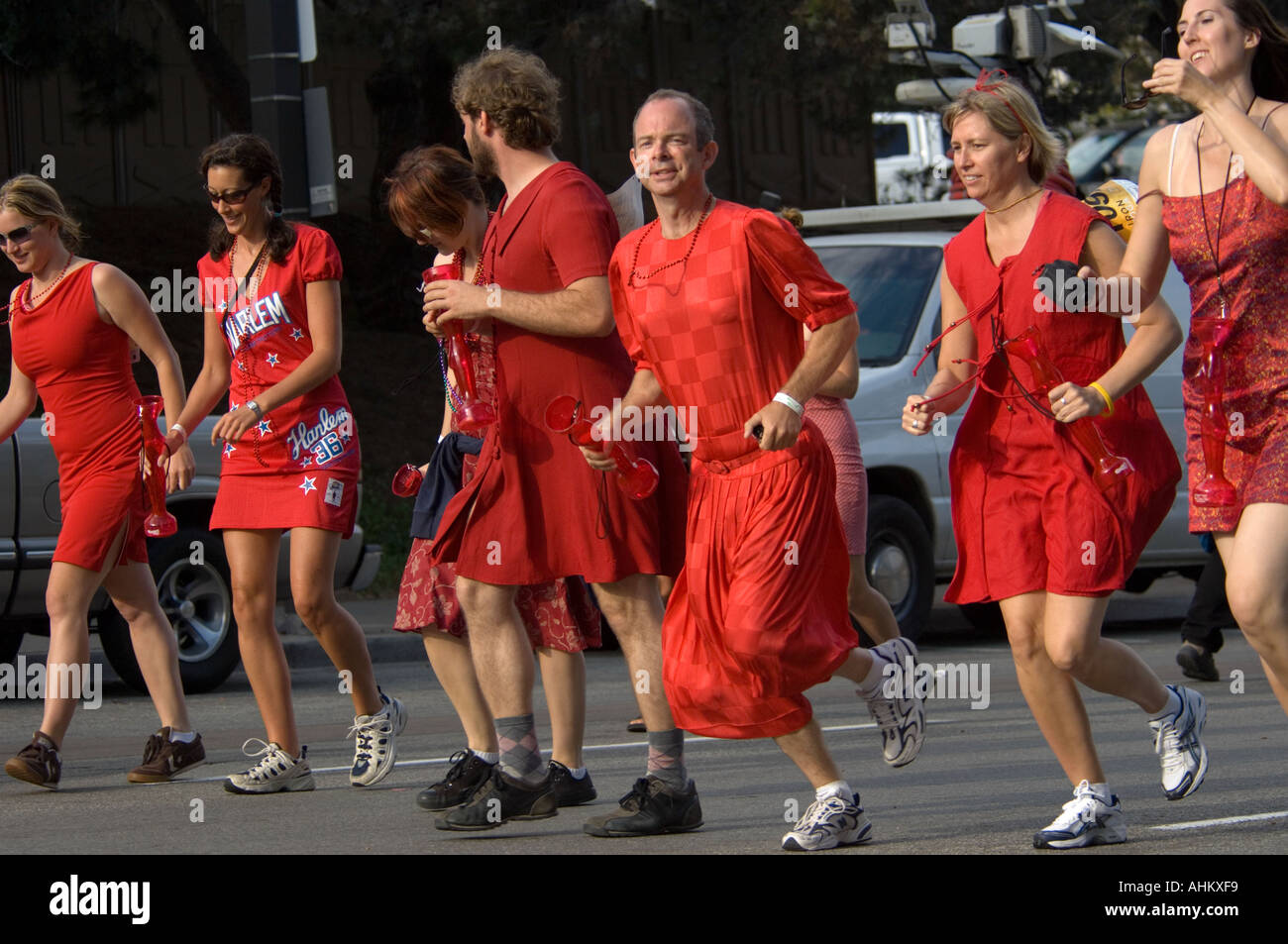 Red Dress Run Downtown San Diego Stock Photo Alamy