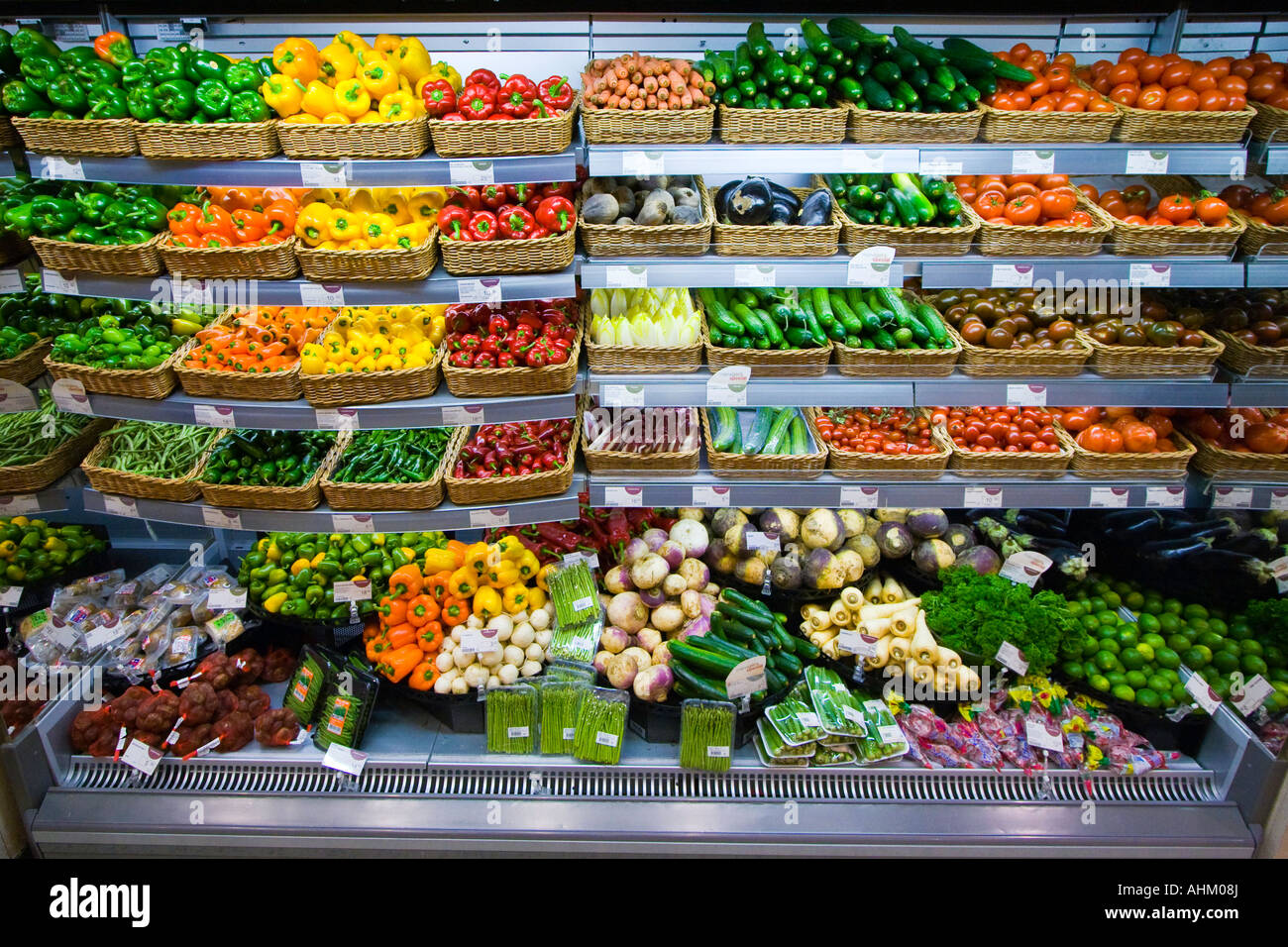Grocery Store Produce Aisle Stock Photo by Mint_Images