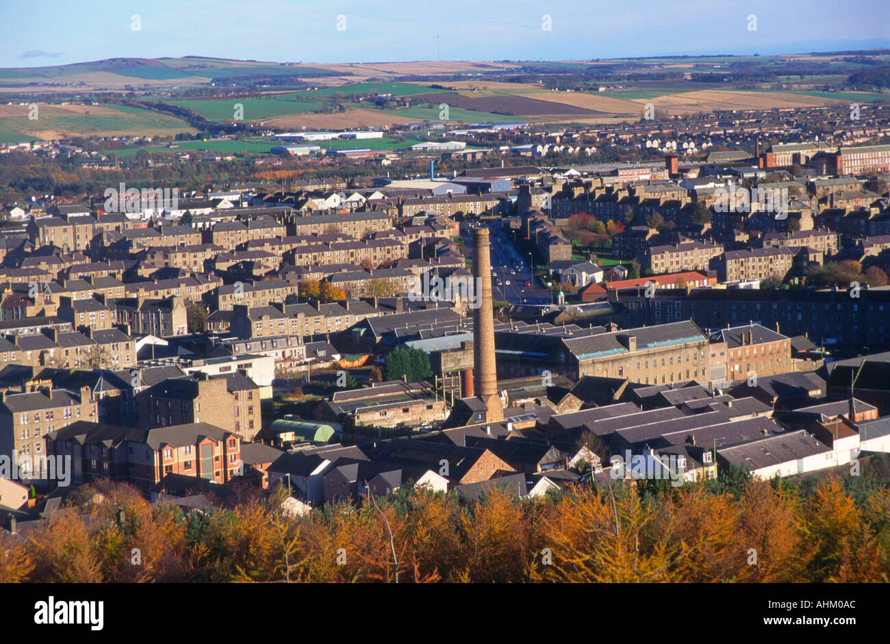 Old jute mills and housing Dundee from Dundee Law Scotland Stock Photo