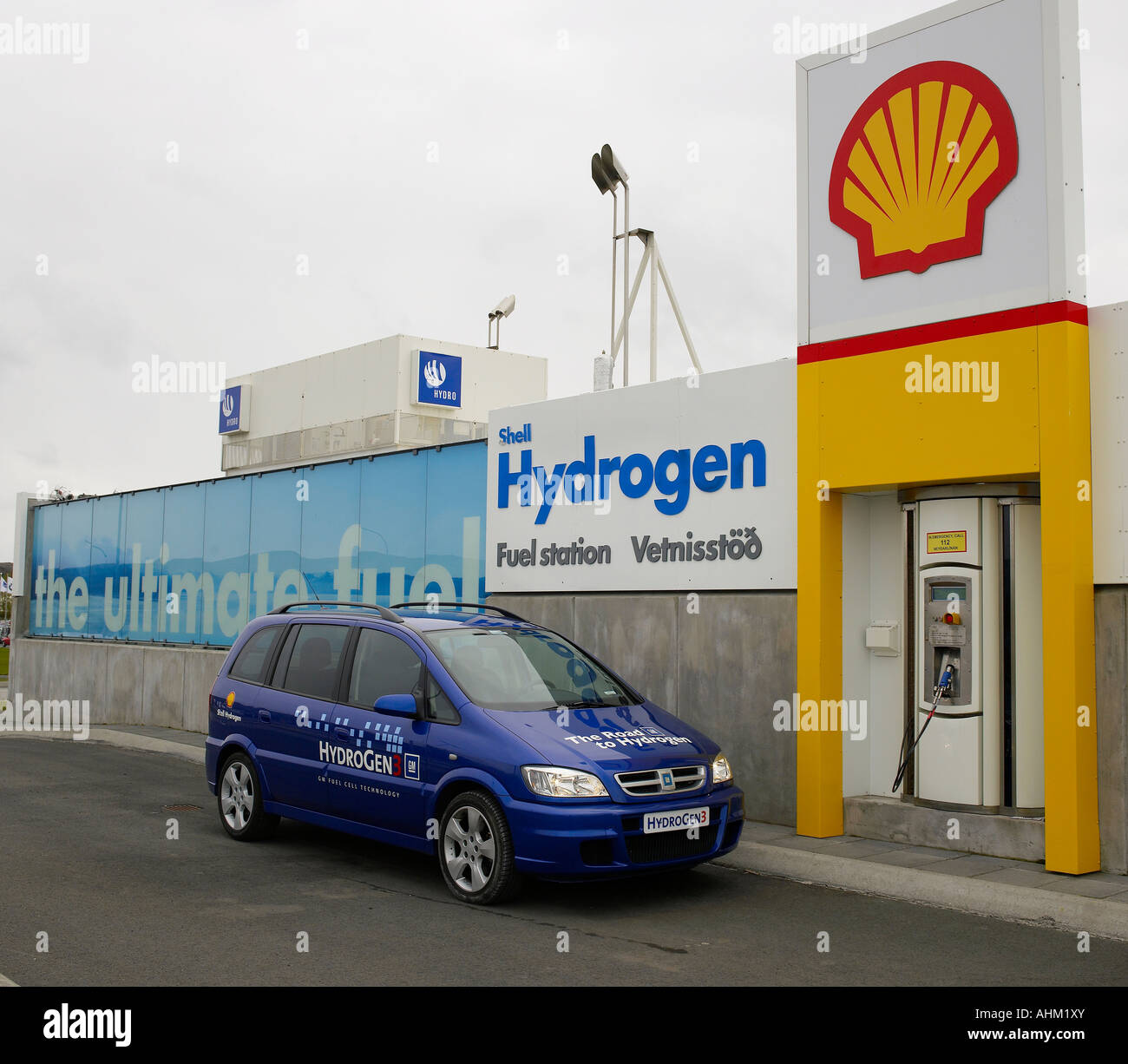 HydroGen 3 Fuel Cell Minivan at Hydrogen Plant, Reykjavik Iceland Stock