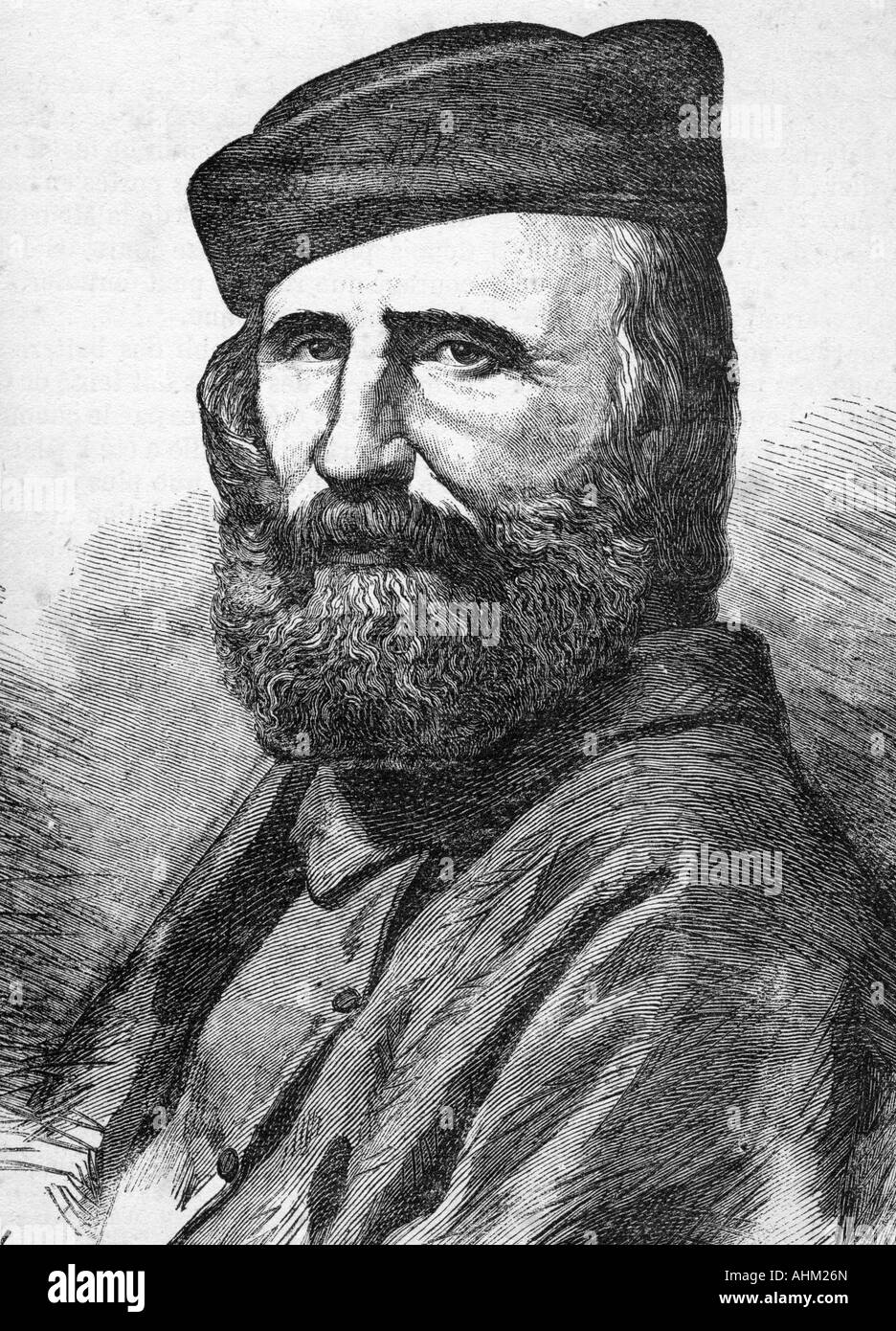 Garibaldi, Giuseppe, 4.7.1807 - 2.6.1882, Italian freedom fighter, portrait, engraving, 19th century, Stock Photo