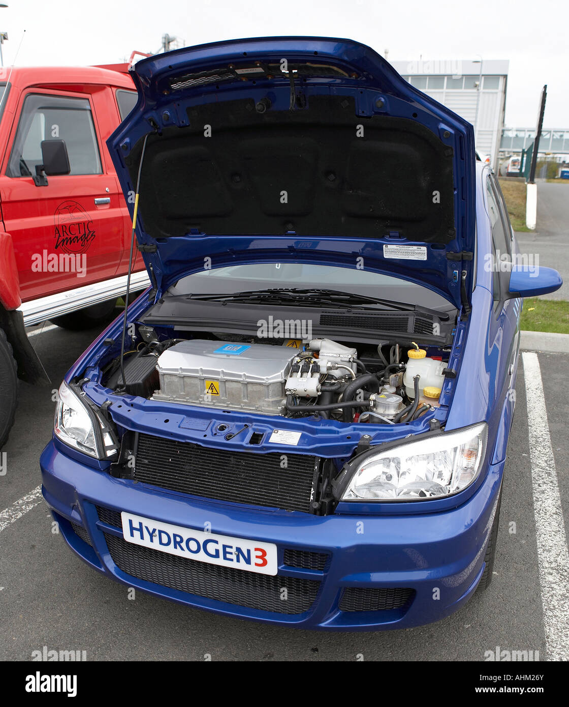HydroGen 3 Fuel Cell Minivan at Hydrogen Plant, Reykjavik Iceland Stock