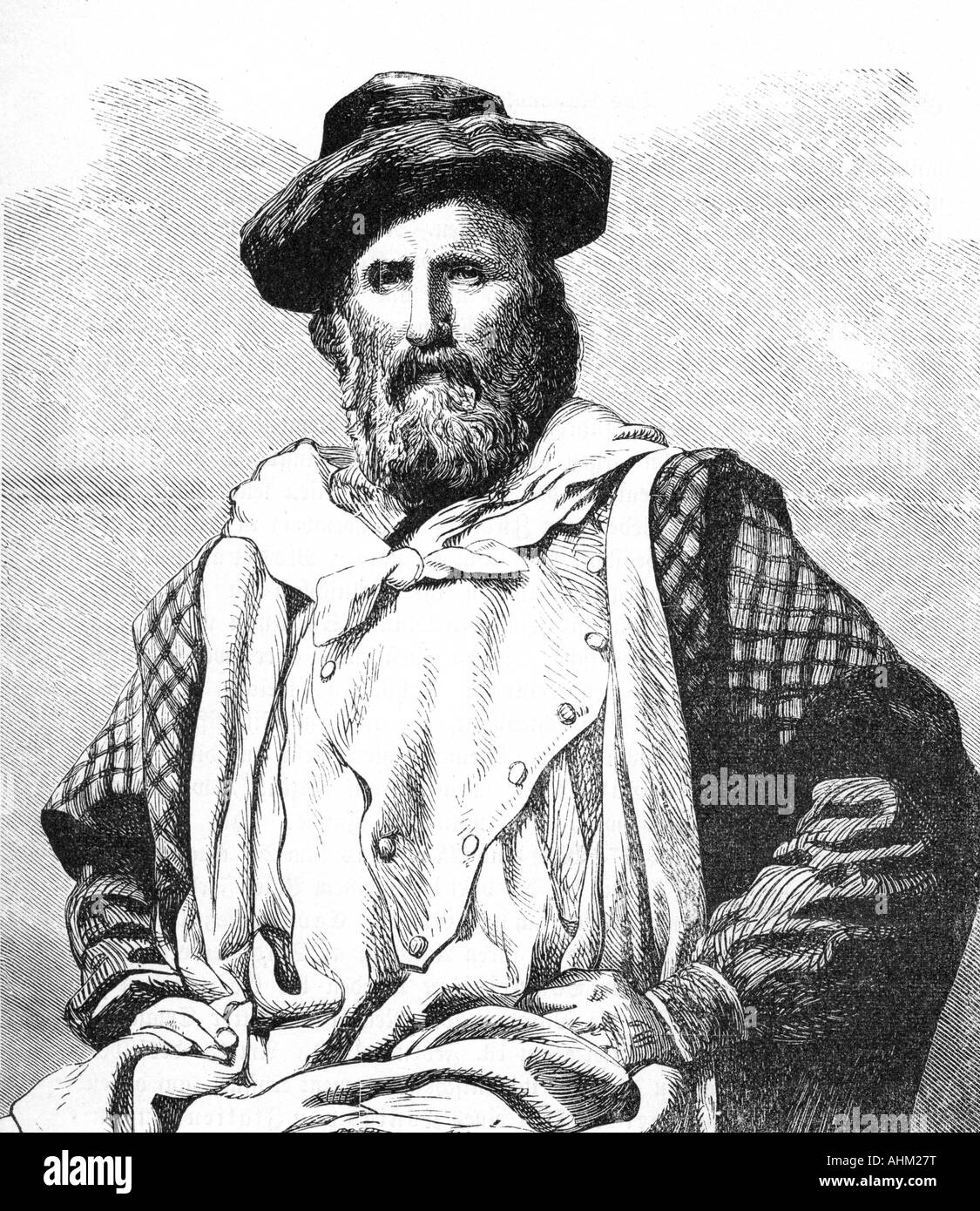 Garibaldi, Giuseppe, 4.7.1807 - 2.6.1882, Italian freedomfighter, half length, after engraving, 19th century, Stock Photo