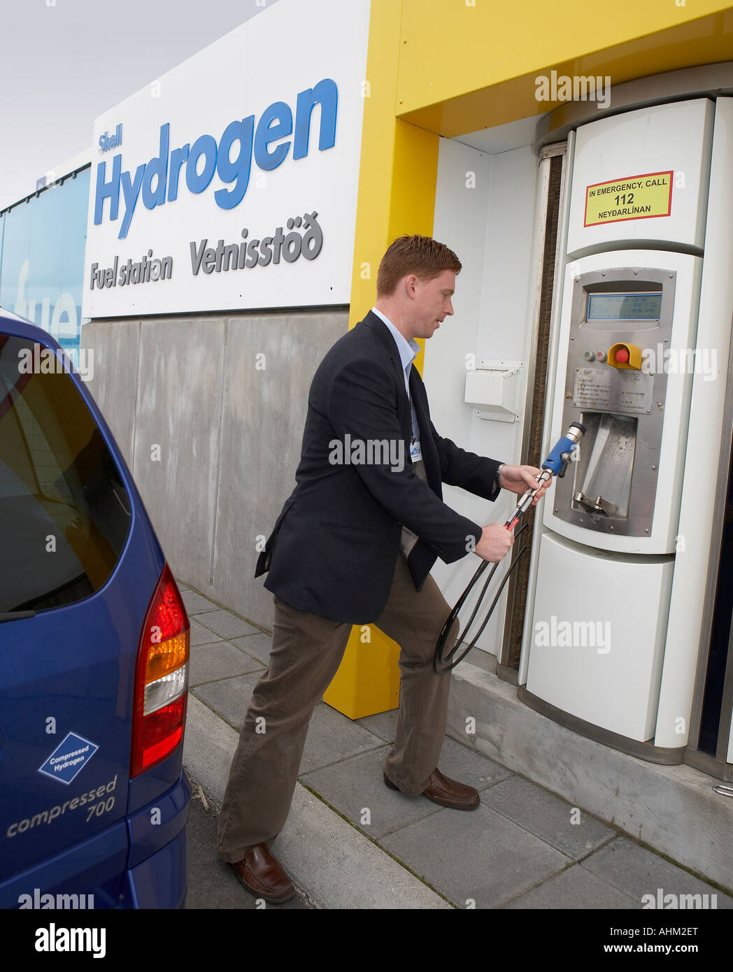 HydroGen 3 Fuel Cell Minivan at Hydrogen Plant,Reykjavik Iceland Stock Photo