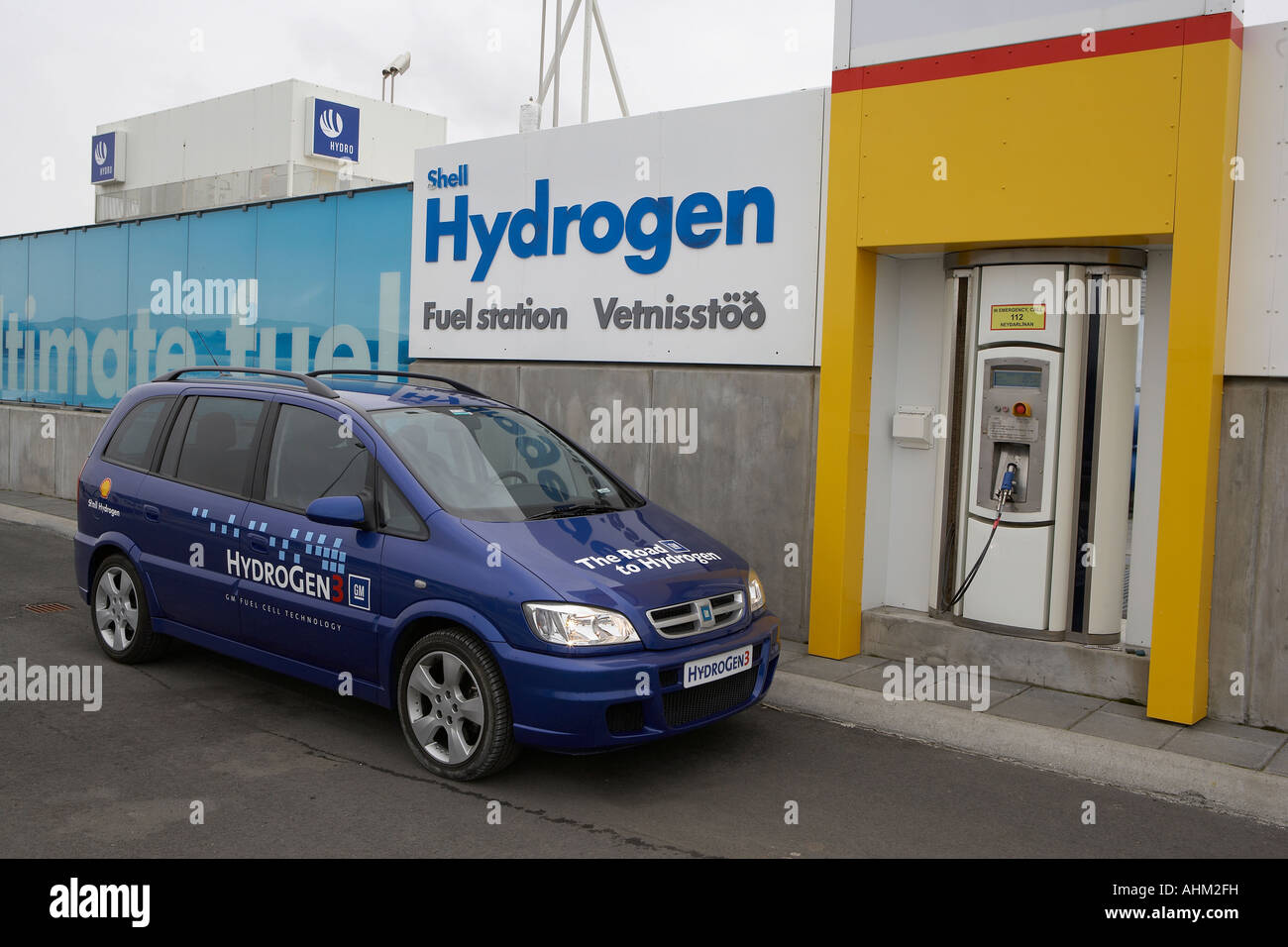 HydroGen 3 Fuel Cell Minivan at Hydrogen Plant, Reykjavik Iceland Stock