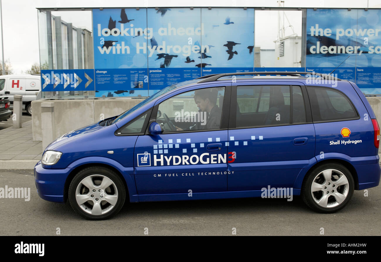 HydroGen 3 Fuel Cell Minivan at Hydrogen Plant , Reykjavik Iceland Stock Photo