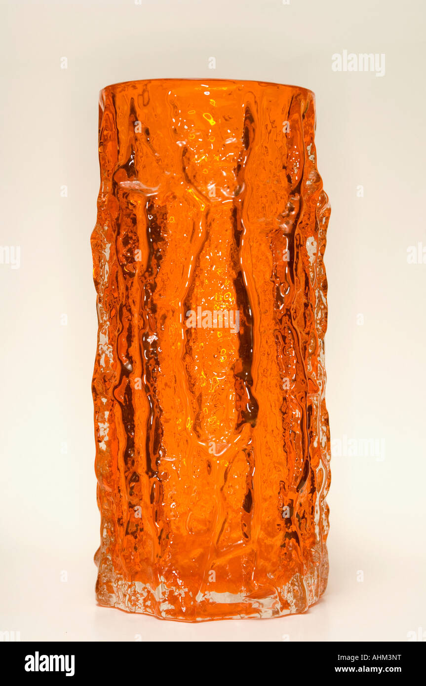Whitefriars tangerine art glass vase - nineteen sixties and seventies era style Stock Photo
