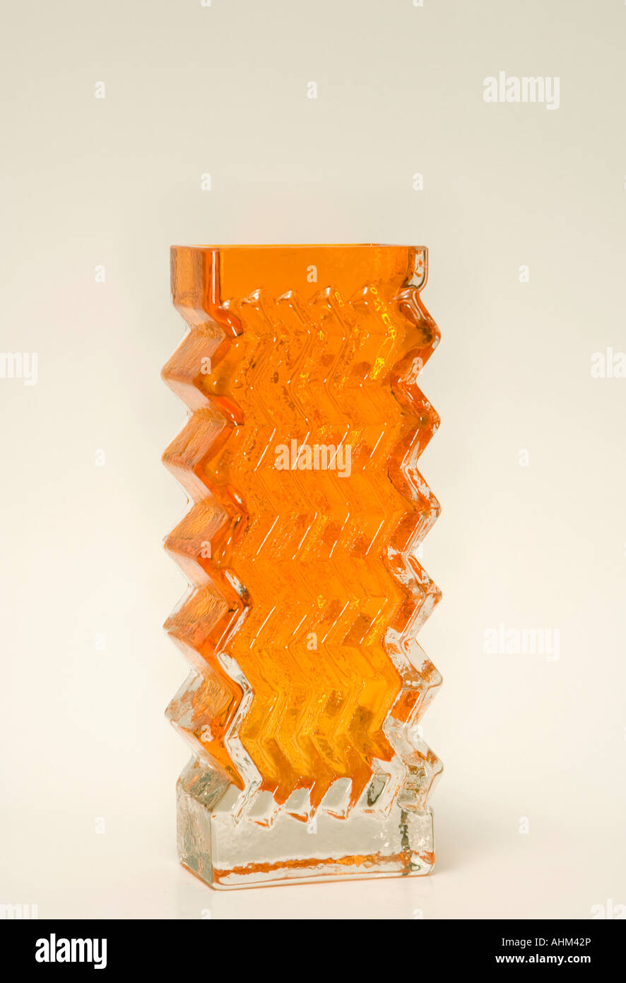 Whitefriars tangerine art glass vase sixties and seventies
