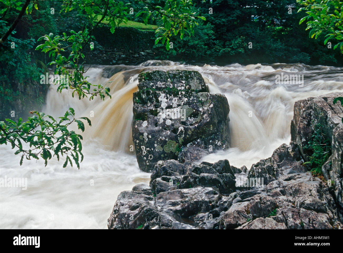A waterfall on the River Conwy at Betws-y-coed in North Wales Stock Photo