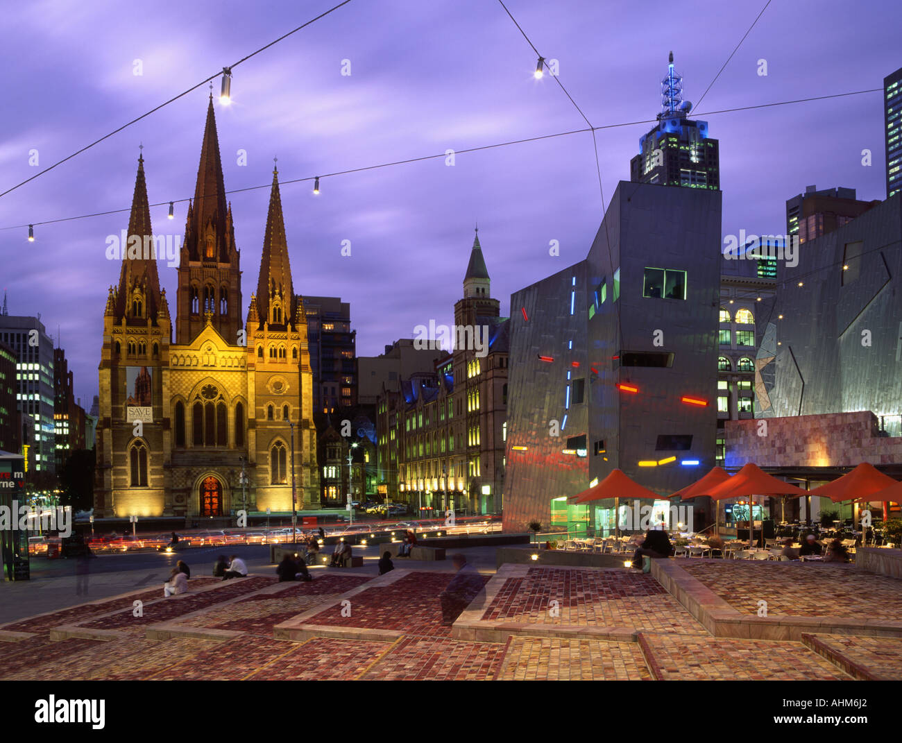 Federation square and st pauls cathedral melbourne victoria australia