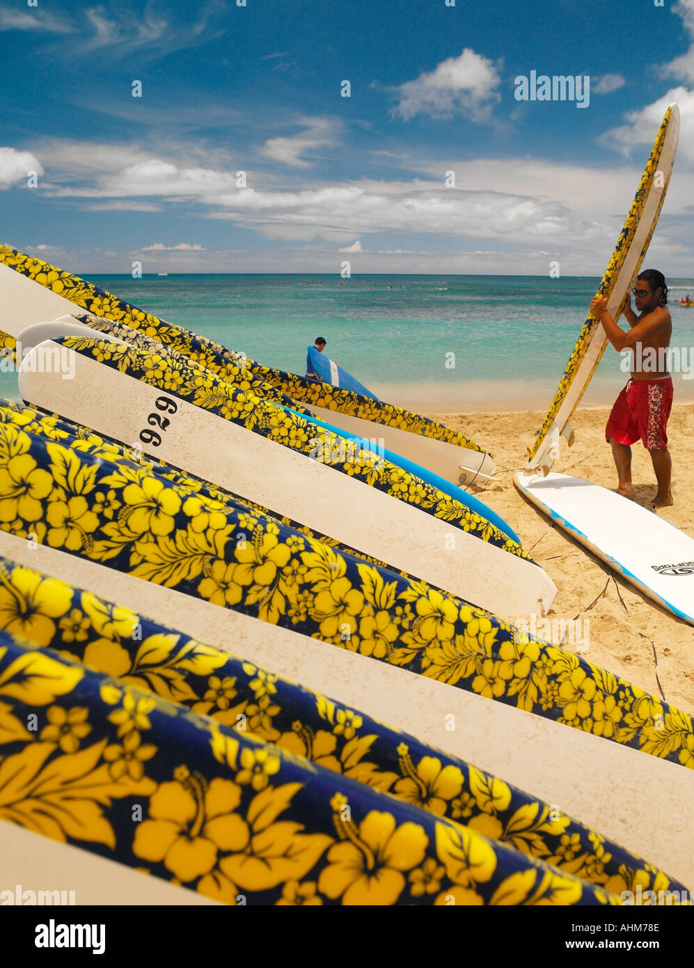 Waikiki beach surf boards hi-res stock photography and images - Alamy
