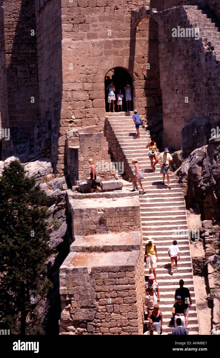 ENTRANCE TO THE ACROPOLIS IN LINDOS ROADES Stock Photo - Alamy