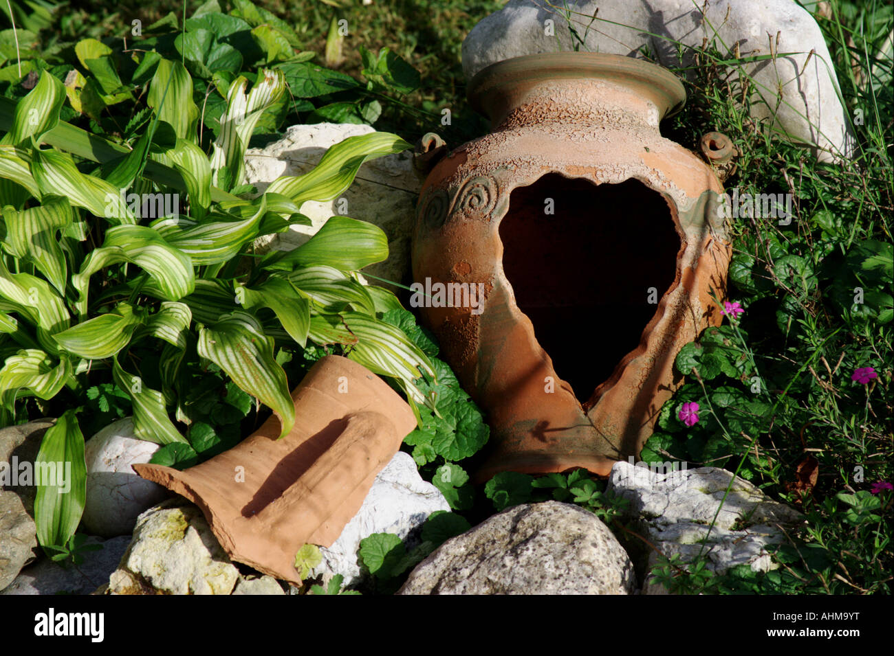Antic flower pot Stock Photo