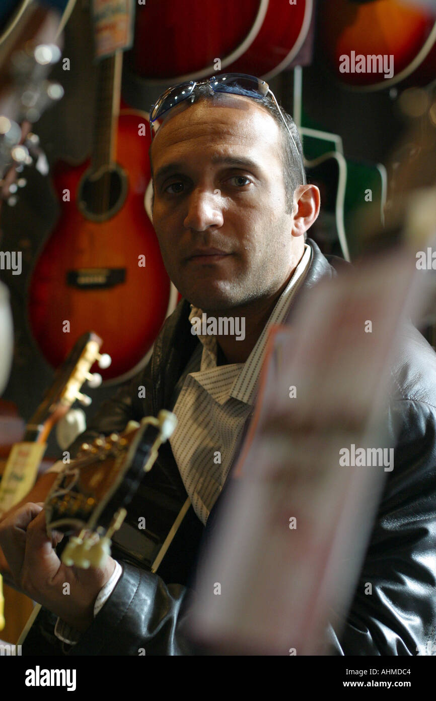 Mark Butcher England cricketer at Andy s Guitars Denmark Street in London Stock Photo