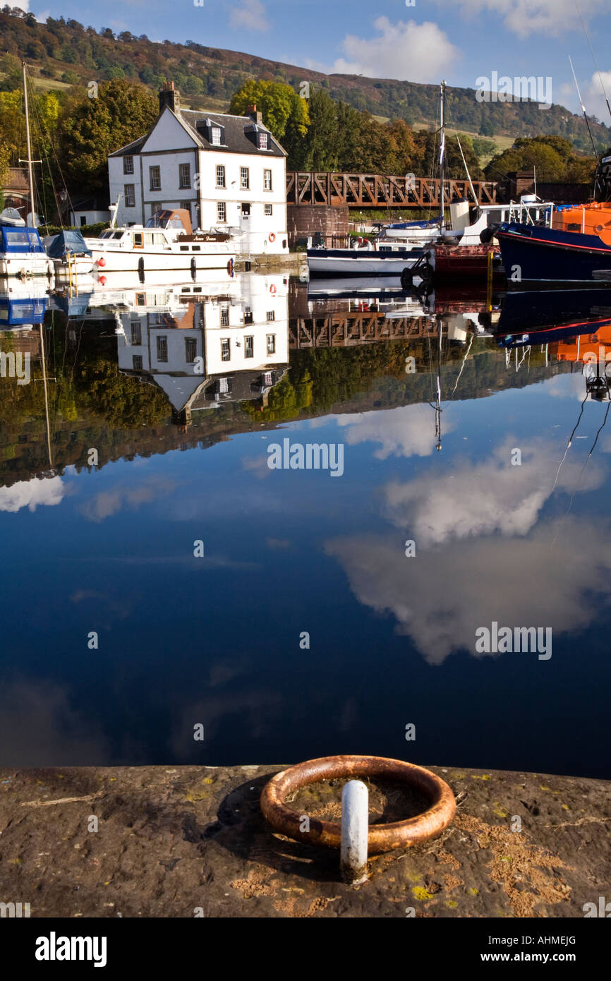 The Forth and Clyde Canal at Bowling On The River Clyde, Scotland Stock