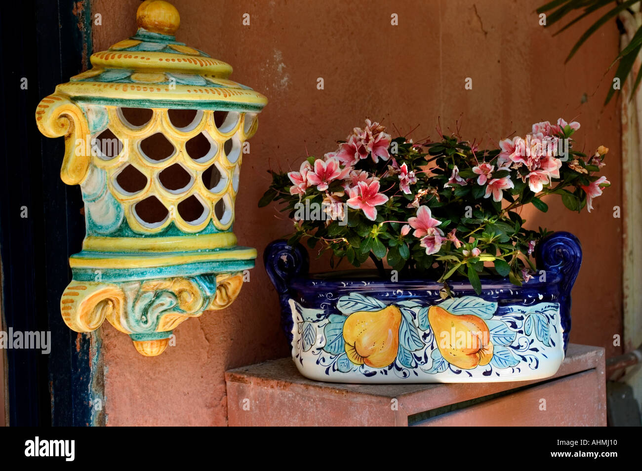 Tuscany Italy ceramic painted pottery earthenware souvenir Stock Photo