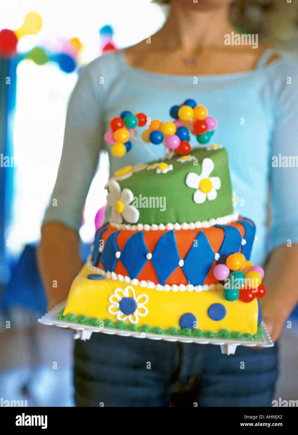 Two tier birthday cake hi-res stock photography and images - Alamy