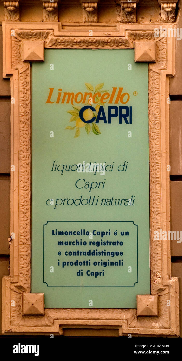Limoncello Naples in Italy Campania restaurant bar cafe sign board billboard message
