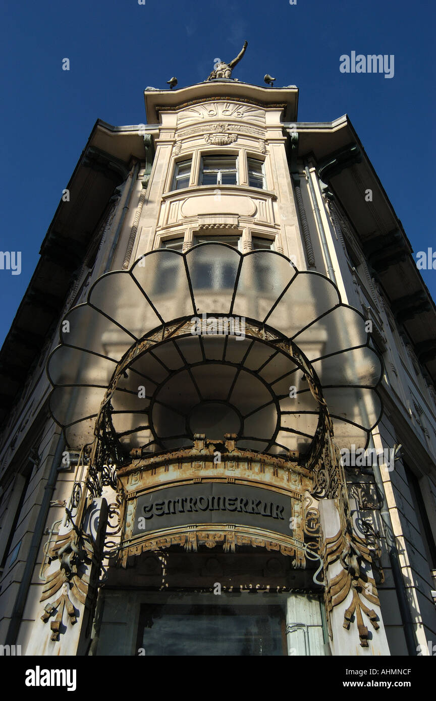 Art Nouveau facade of the Centromerkur department store in Presernov
