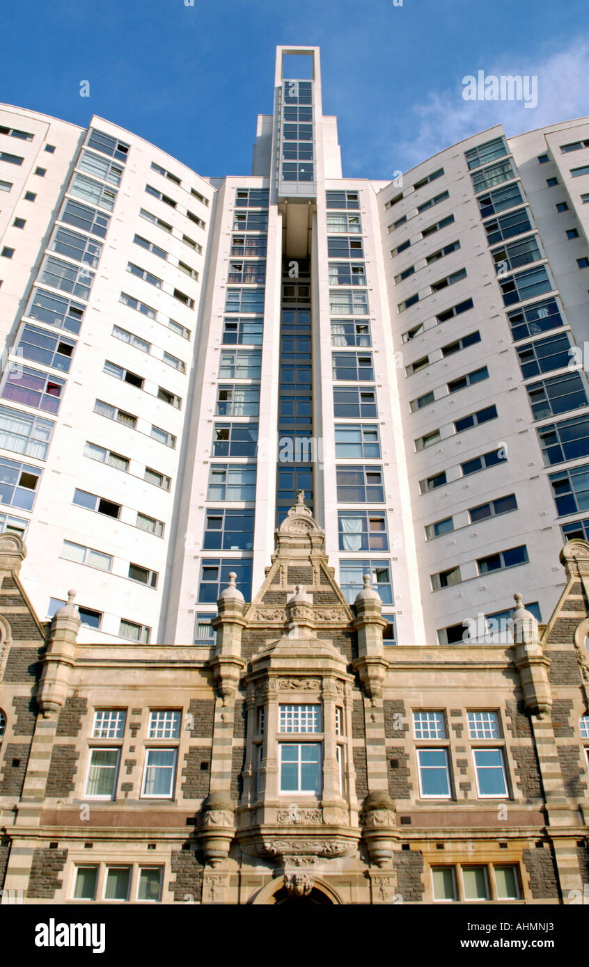 Modern Altolusso apartment building Cardiff city centre South Wales UK