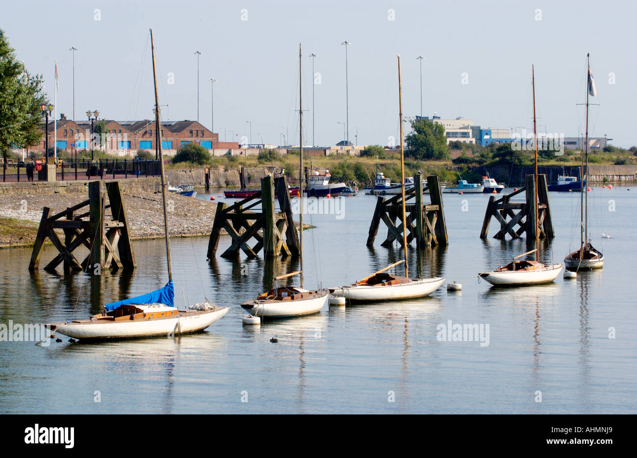 Sailing yachts moored in Cardiff Bay South Wales UK Stock Photo Alamy