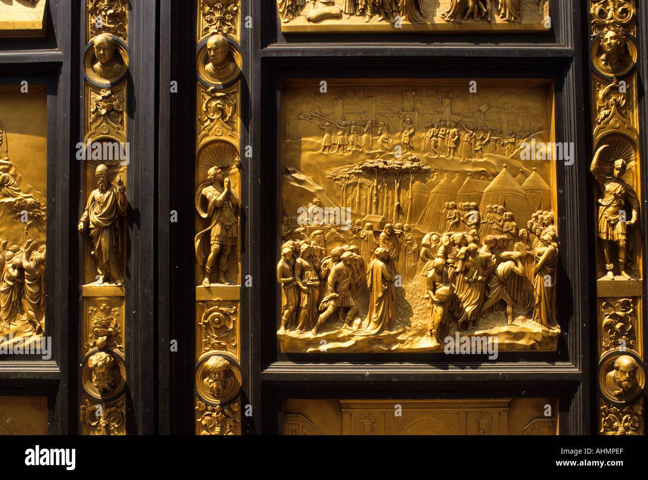Gate of Paradise Lorenzo Ghiberti New Testament Florence Firenze Italy Duomo Campanile Stock Photo