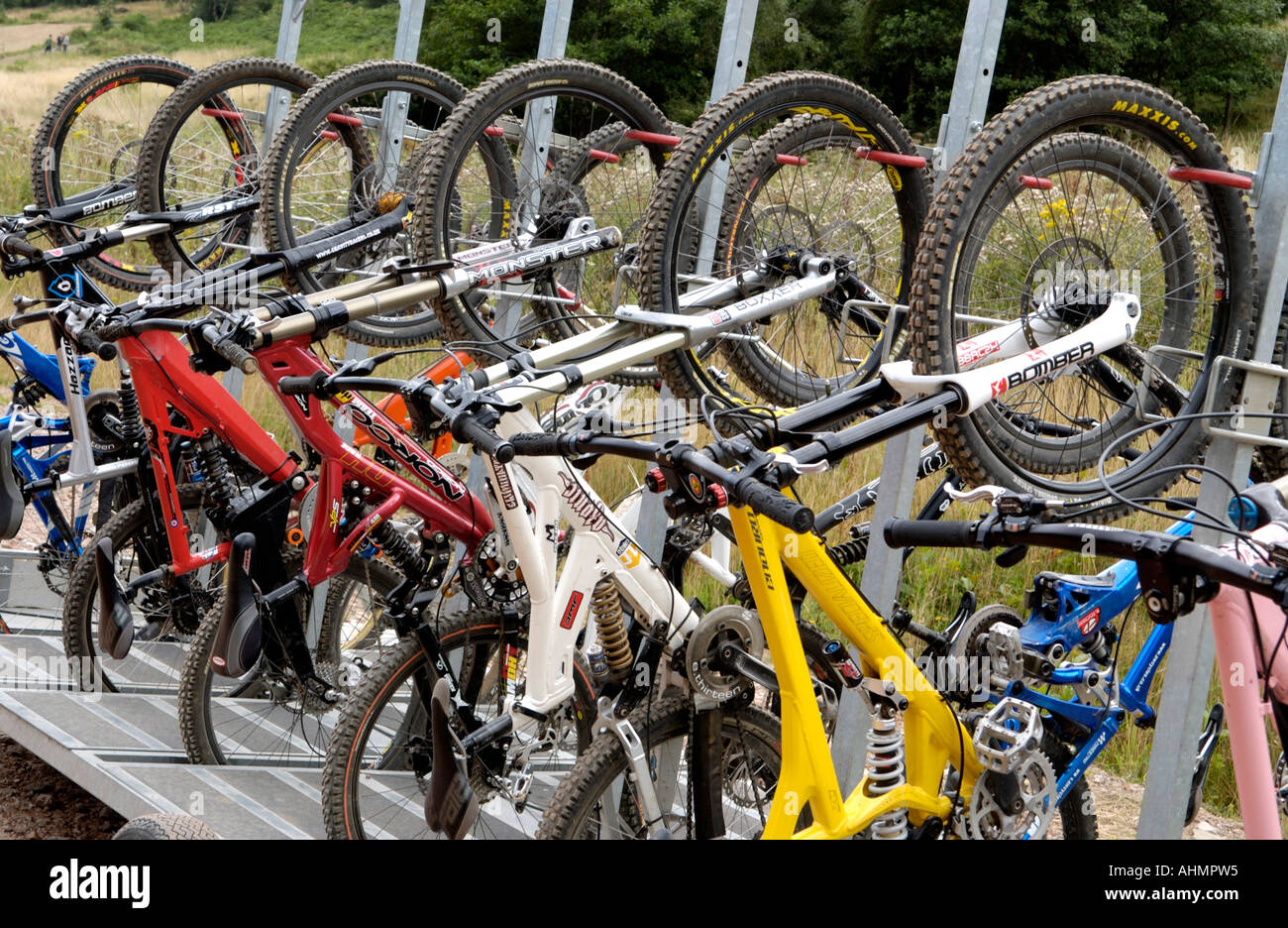 Cwmdown downhill uplift trailer at Cwmcarn Forest Drive, South Wales