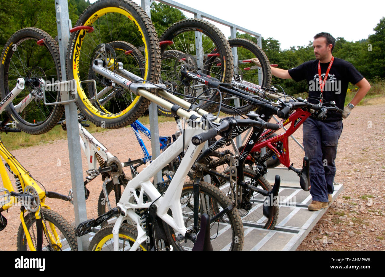Cwmdown downhill uplift trailer at Cwmcarn Forest Drive, South Wales