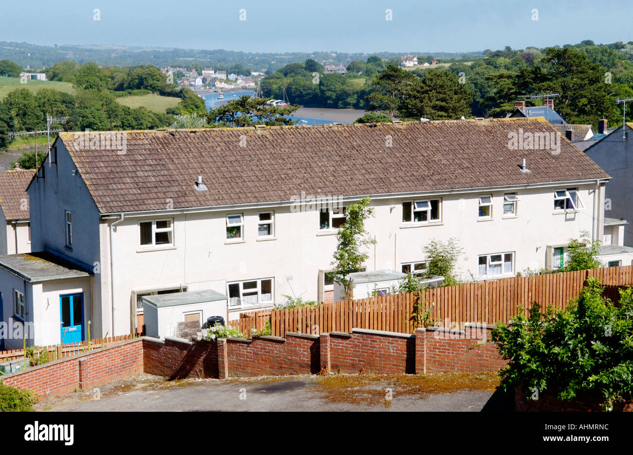 View over modern houses at St Dogmaels Pembrokeshire West Wales UK