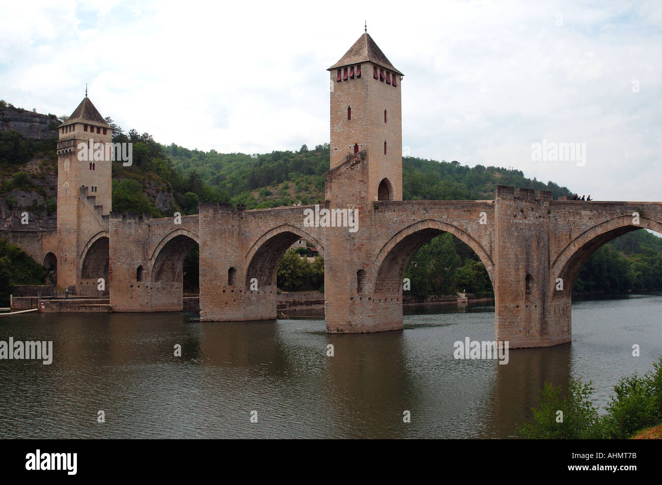 The Pont Valentre Cahors one of the few remaining 14th century fortified towered bridges in Europe  Stock Photo