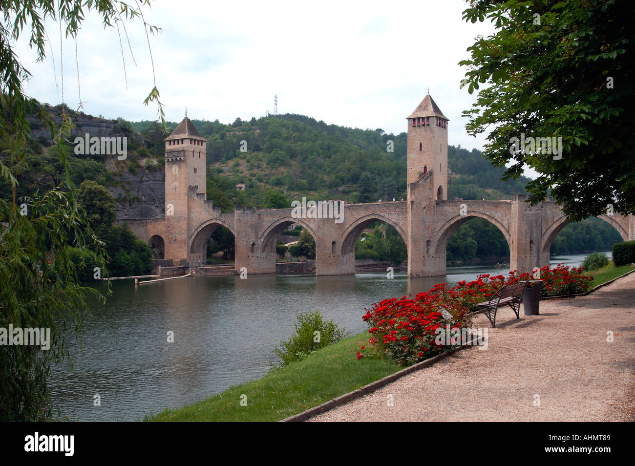 The Pont Valentre Cahors one of the few remaining 14th century fortified towered bridges in Europe  Stock Photo