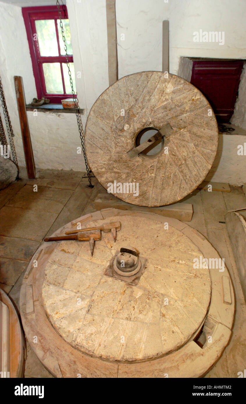 Y Felin 17th century flour mill grinding stone with thrift and bill