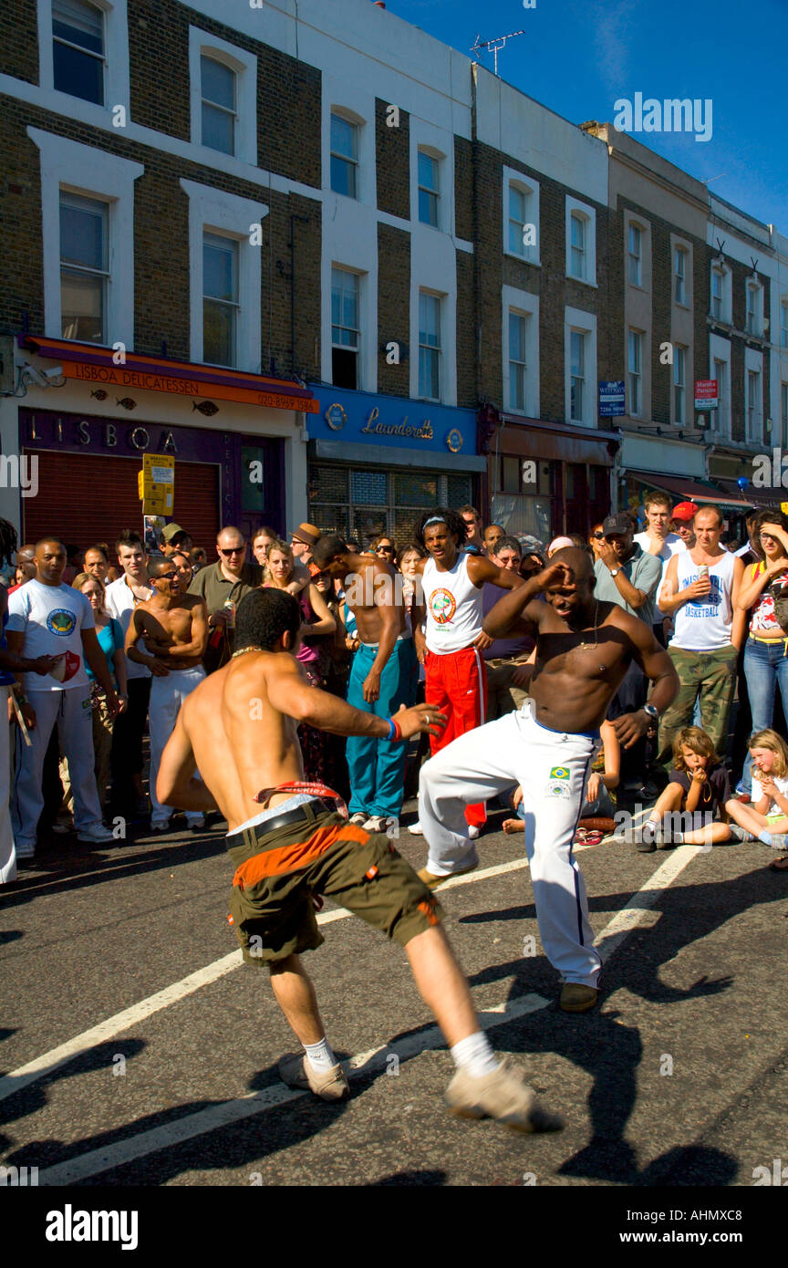 Capoeira show on Golborne Road during Notting Hill Carnival, London