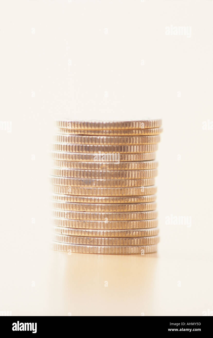 stack silver of coins Stock Photo