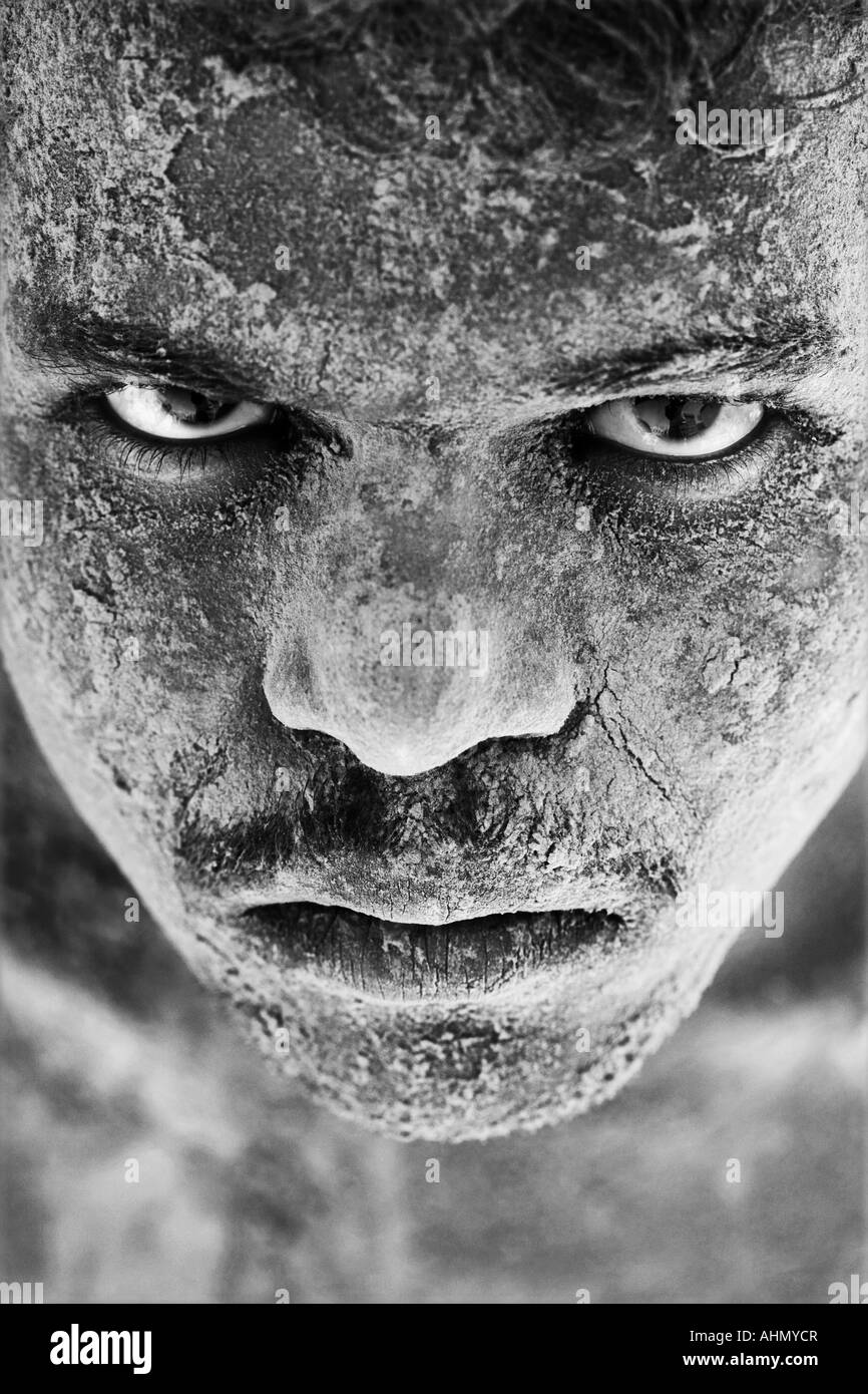 Young Indian man covered in pigment portrait. India Stock Photo