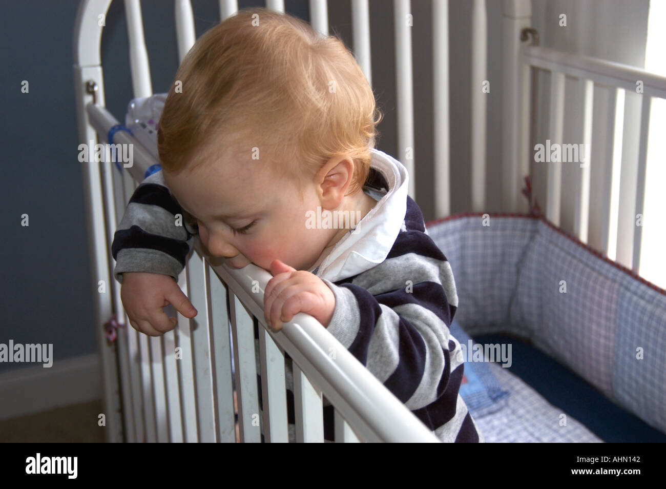 baby in crib Stock Photo Alamy