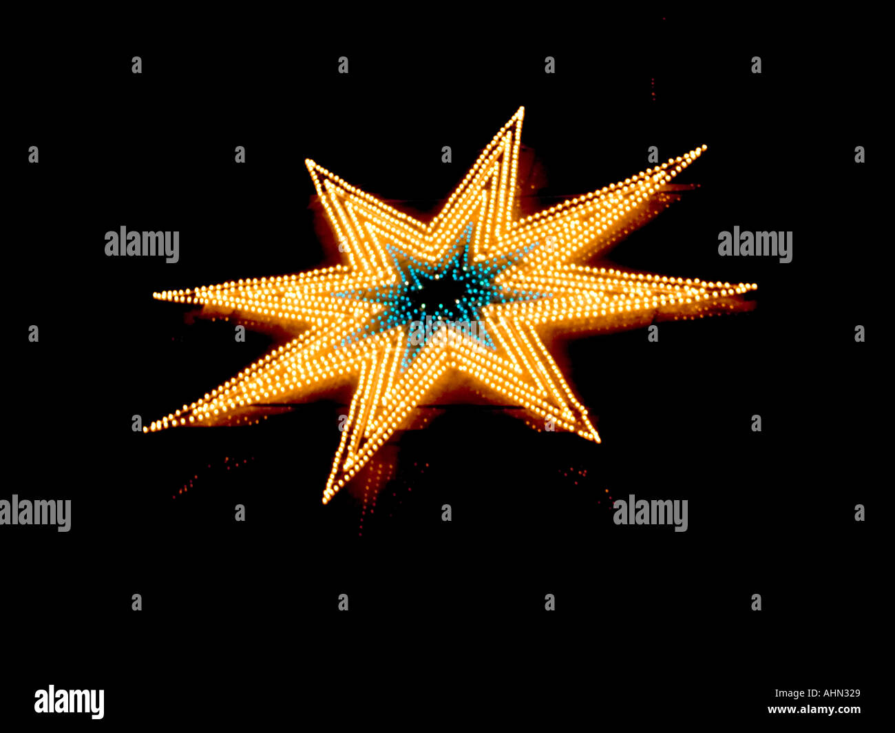 Christmas star, xmas, Yule, Yuletide, Christmas, illuminations, Puerto Banus, Costa del Sol, Spain Stock Photo