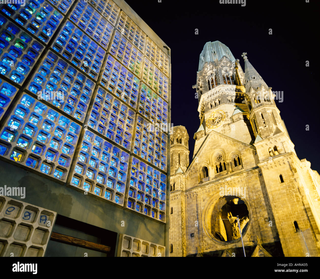 Kaiser wilhelm church and berlin sculpture Berlin Stock Photo