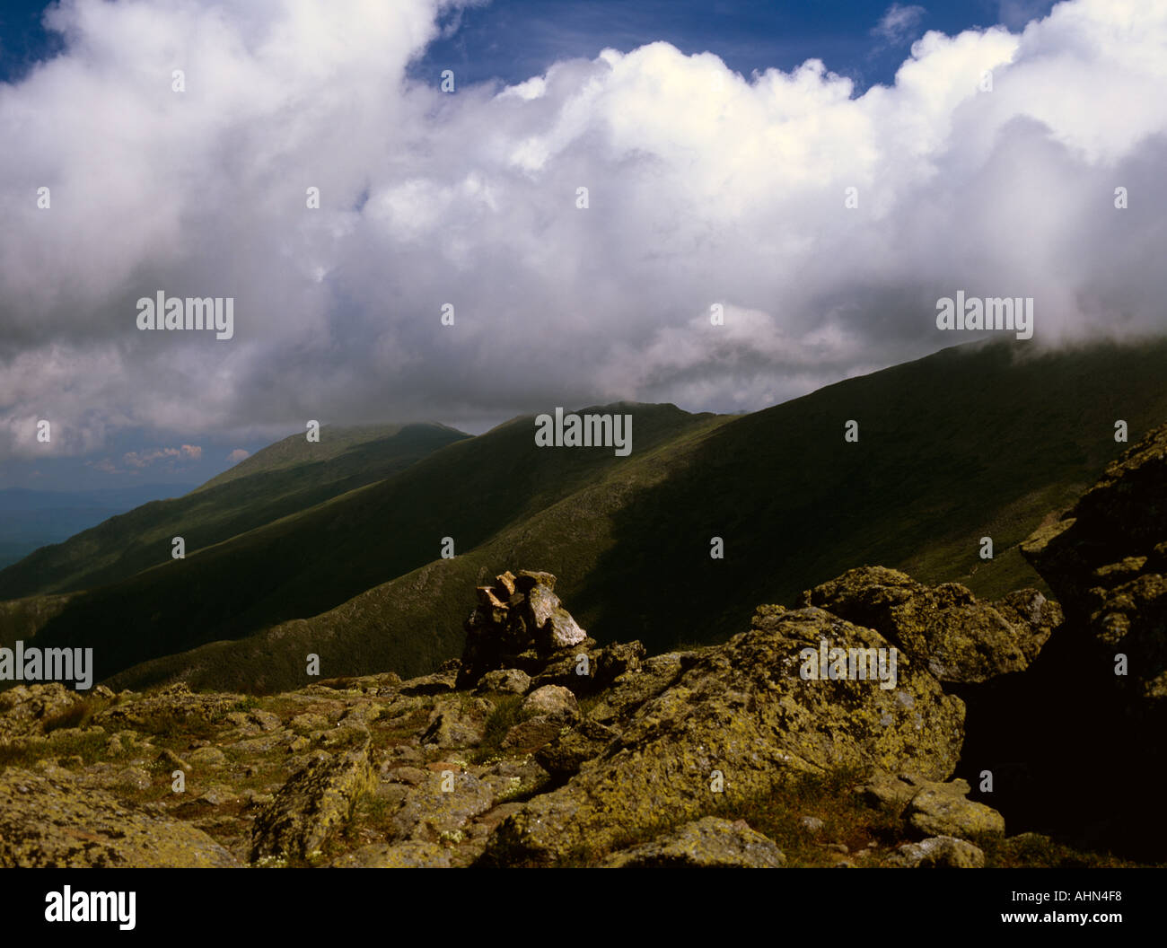 The scenic landscape of the Presidential Range in cloud cover from