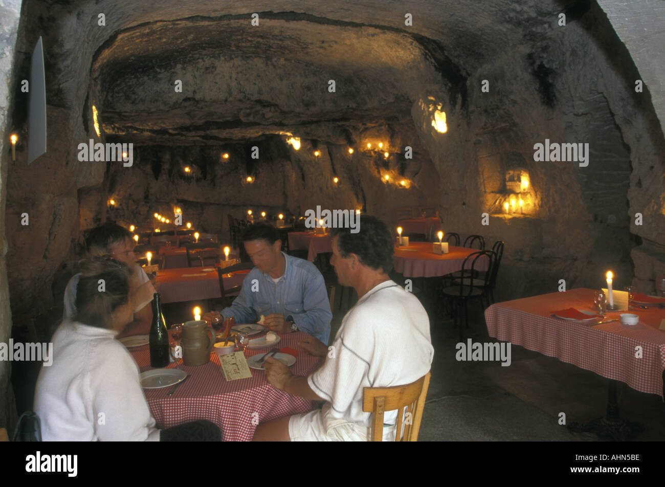 Candlelit dinner Loire France Stock Photo