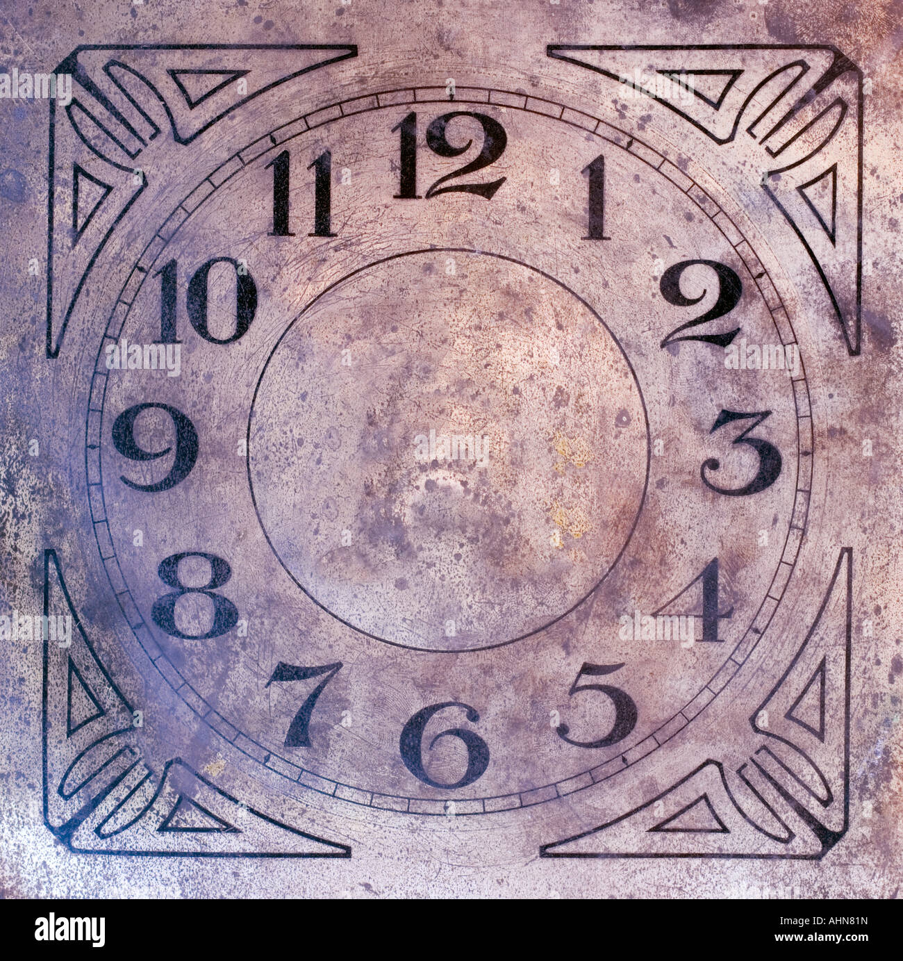 Numbers one to twelve on old rusty ornate clock face stock photo alamy