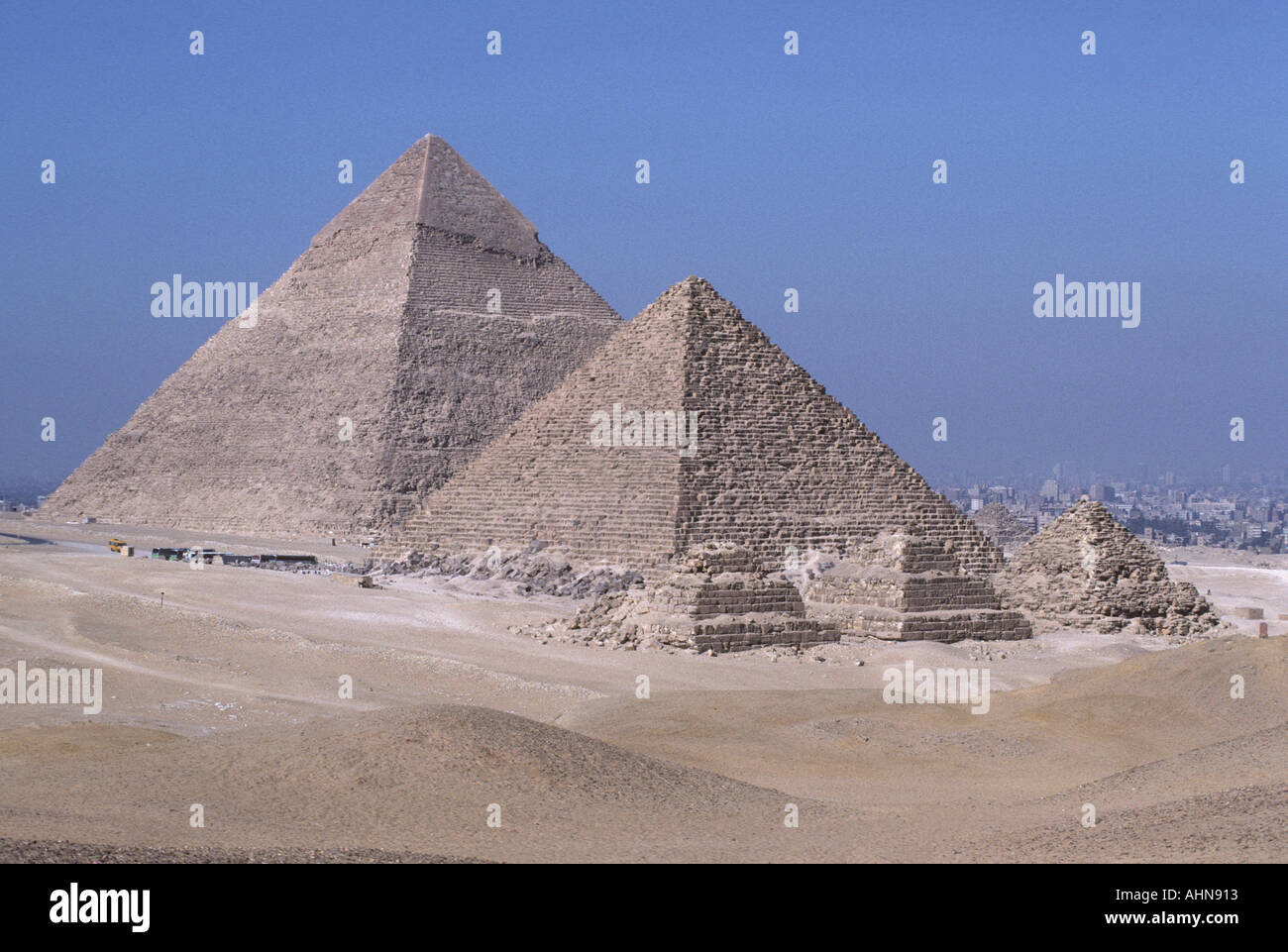 The pyramids and subsidiary or queens pyramids at Giza Cairo Egypt Stock Photo