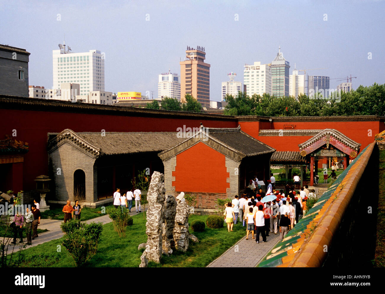 Shenyang skyline from courtyard of the Imperial Palace Stock Photo