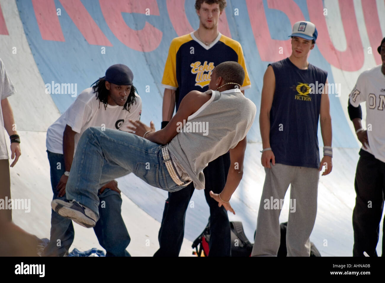 Breakdancers. Brighton, England Stock Photo
