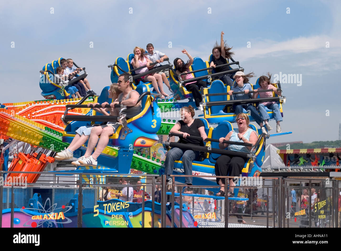 Galaxia Fairground ride on East Pier. Brighton, England Stock Photo